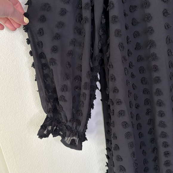 Boohoo Dobby Textured High Neck Shift Mini Dress Long Sleeve in Black Size 16 - Picture 4 of 9